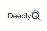 Deedly Q logo featuring magnifying glass and house roof icon in teal and gray